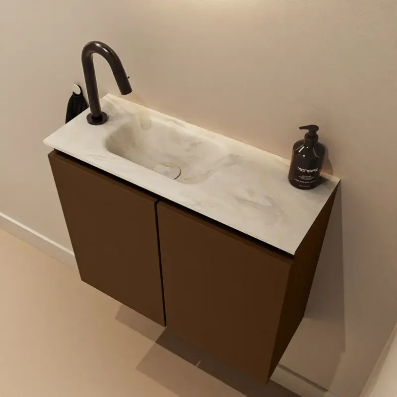 Alleen Vandaag Mondiaz Ture DLux toiletmeubel 60cm rust met wastafel ostra links met kraangat