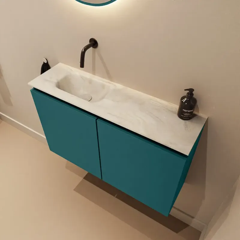 Uitverkoop Mondiaz Ture DLux toiletmeubel 80cm smag met wastafel ostra links zonder kraangat