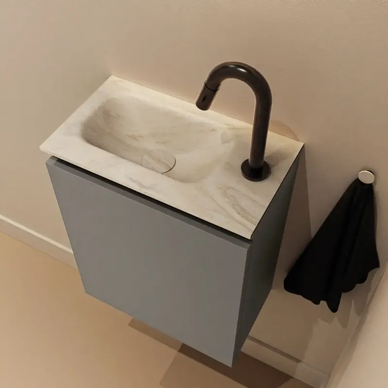 Snelle Levering Mondiaz Ture DLux toiletmeubel 40cm smoke met wastafel ostra links met kraangat