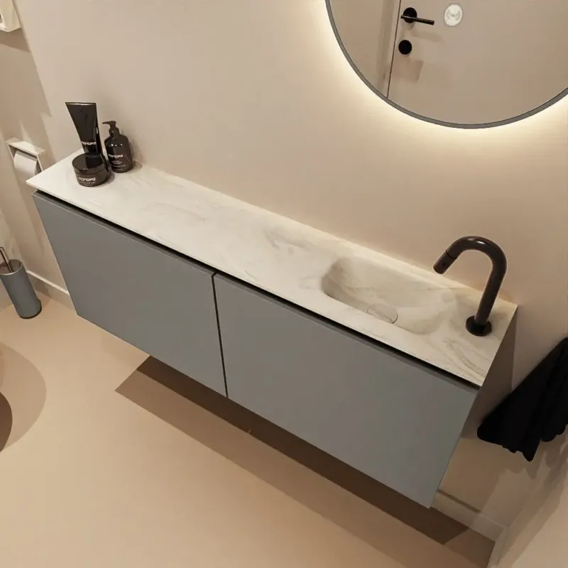 Tijdelijk Beschikbaar Mondiaz Ture DLux toiletmeubel 120cm smoke met wastafel ostra rechts met kraangat