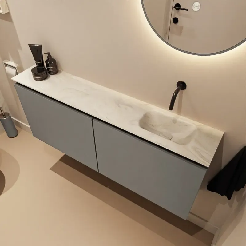 Tijdelijk Beschikbaar Mondiaz Ture DLux toiletmeubel 120cm smoke met wastafel ostra rechts zonder kraangat