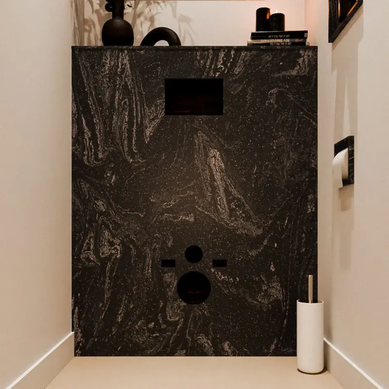 Beperkte Voorraad Mondiaz Hope toiletplaat solid surface 100x125cm lava voorgeboord
