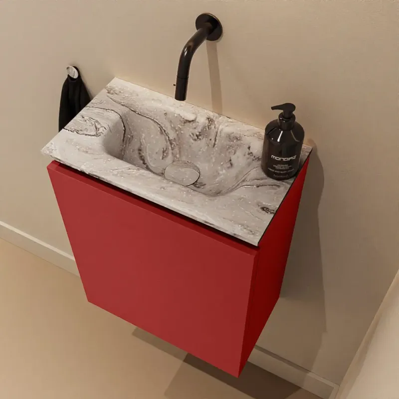 Op = Op Mondiaz Ture DLux toiletmeubel 40cm fire met wastafel glace midden zonder kraangat