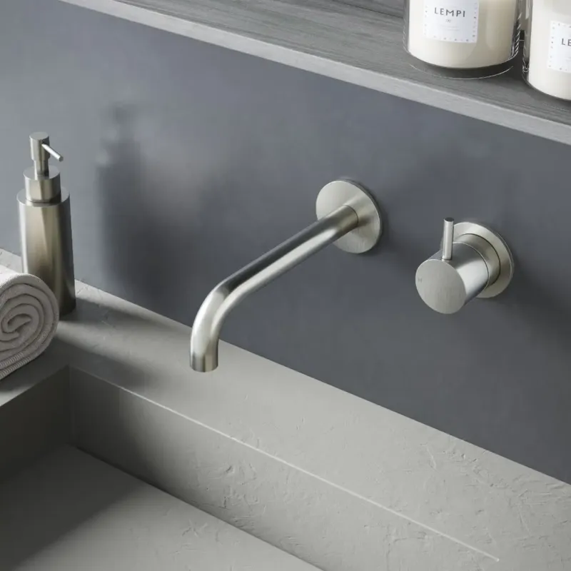 Actieprijs Hotbath Cobber 2-gats inbouw wastafelkraan 18cm geborsteld nikkel
