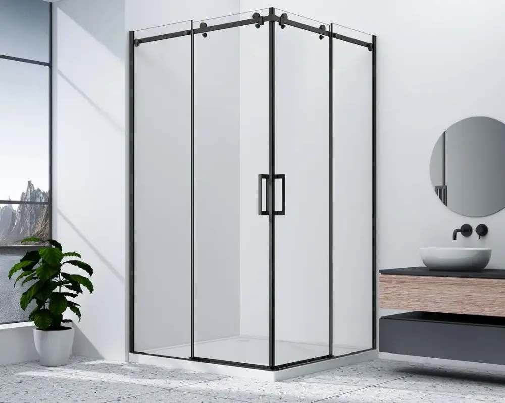 Lage Kosten Gelco Dragon Black douchecabine met hoekinstap 80x80cm zwart