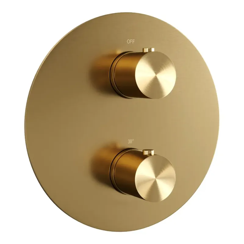 Brauer Gold Edition 3-weg inbouwthermostaat rond messing geborsteld PVD Gecertificeerd