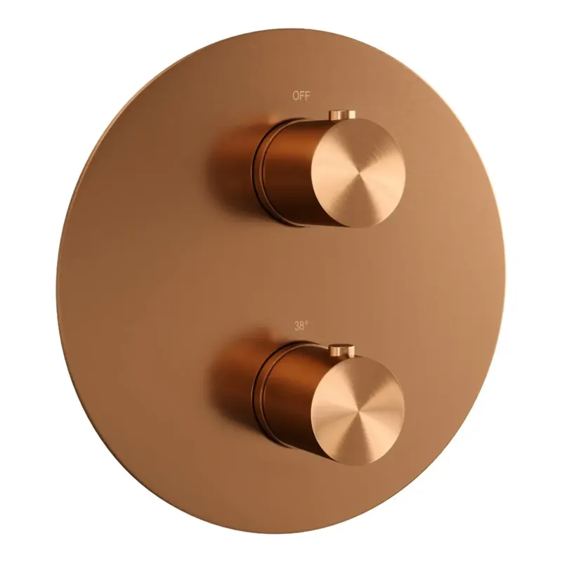 Brauer Copper Edition 3-weg inbouwthermostaat rond koper geborsteld PVD Weekendaanbieding