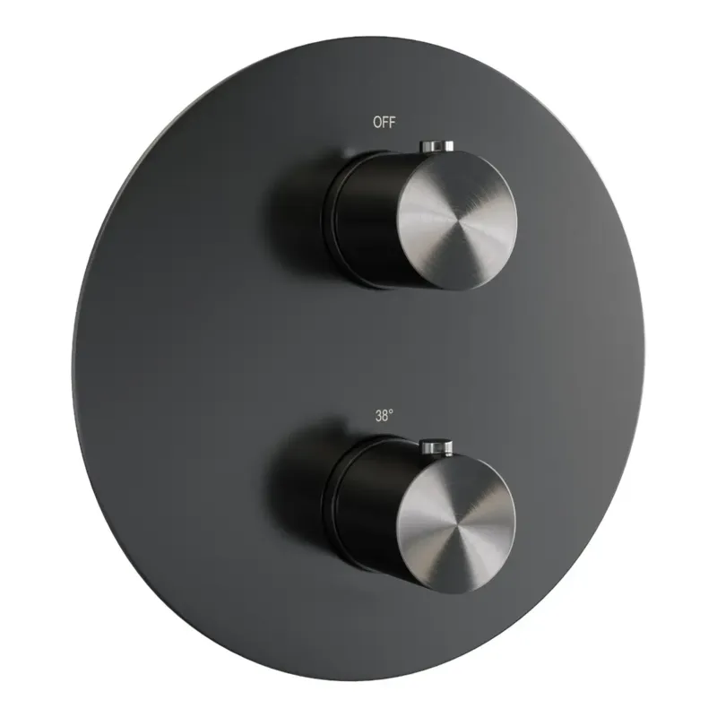 Brauer Gunmetal Edition 3-weg inbouwthermostaat rond gunmetal geborsteld PVD Flitsaanbieding
