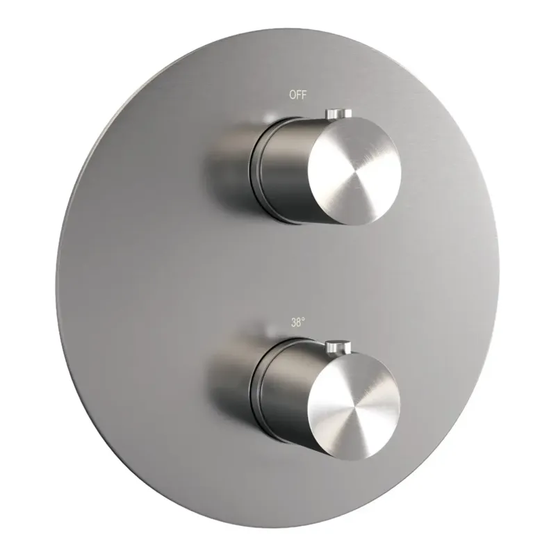 Brauer Brushed Edition 3-weg inbouwthermostaat rond RVS geborsteld PVD Rechtstreeks Van De Fabrikant