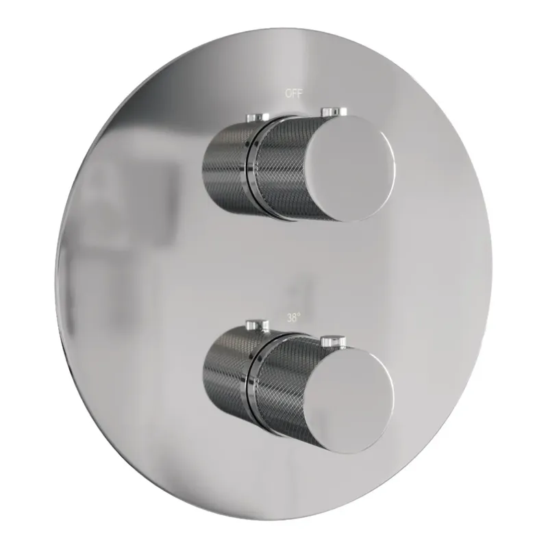 Brauer Chrome Carving 3-weg inbouwthermostaat rond chroom Favoriet