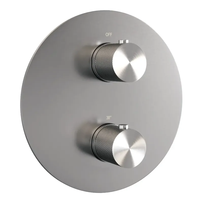 Brauer Brushed Carving 3-weg inbouwthermostaat rond RVS geborsteld PVD Beperkt Aanbod
