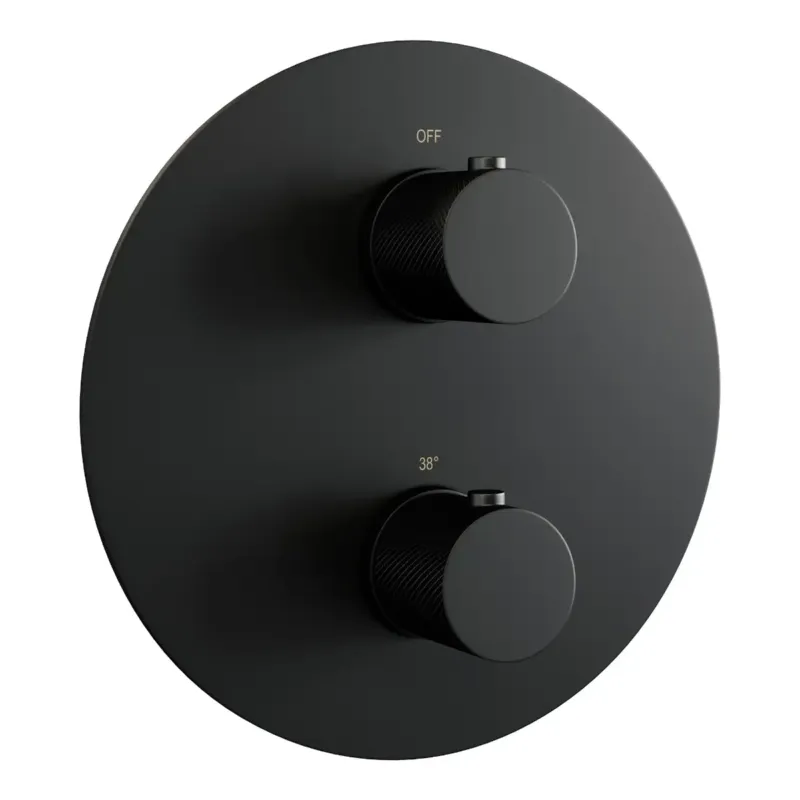 Brauer Black Carving 3-weg inbouwthermostaat rond zwart mat Lage Kosten