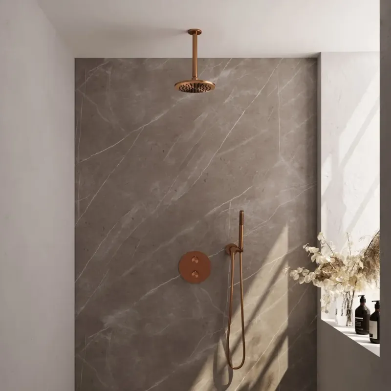 Brauer Copper Edition thermostatische inbouw regendouche met staafhanddouche, plafondarm en hoofddouche 20cm set 77 koper geborsteld PVD Alleen Vandaag