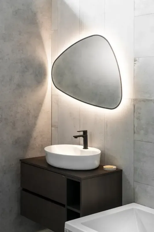 Sapho Elena organische spiegel met verlichting 68x96cm zwart mat Gecertificeerd
