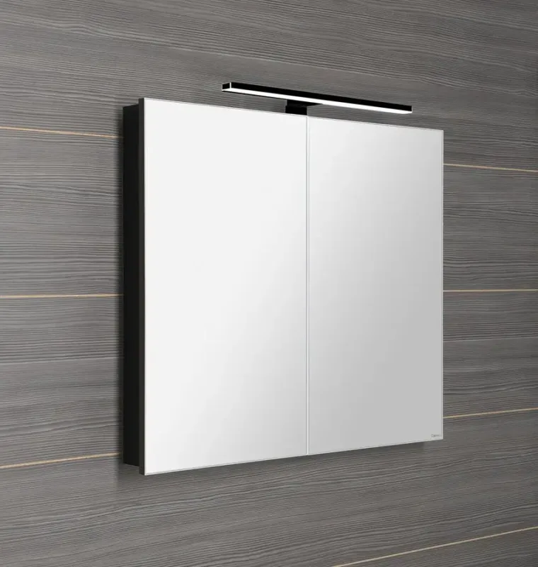 Sapho Greta spiegelkast met LED-verlichting 81x70cm zwart mat Direct Verzonden