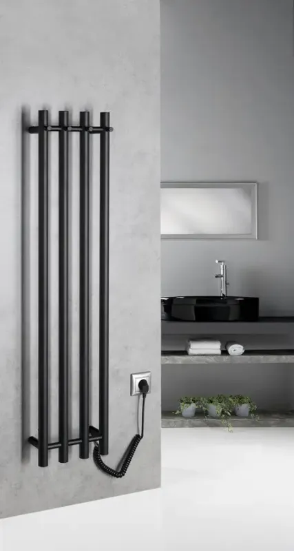 Sapho Papinado elektrische handdoekradiator 26.3x120cm zwart mat 85W Beste Prijs