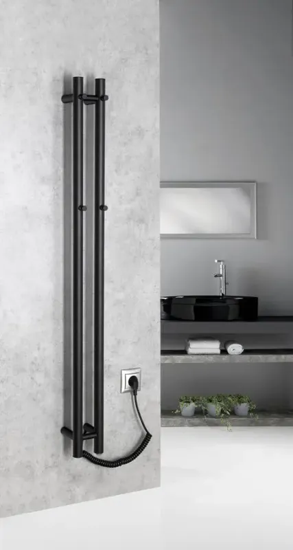Sapho Papinado elektrische handdoekradiator 10.9x120cm zwart mat 40W Betaalbaar