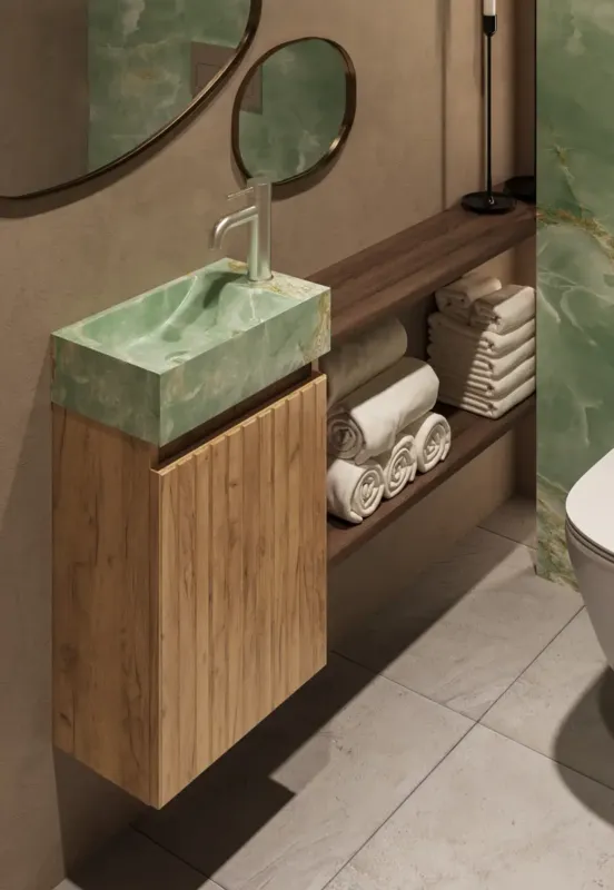 Fontana Green Onyx toiletmeubel met ribbelfront 40cm warm eiken Snelle Levering