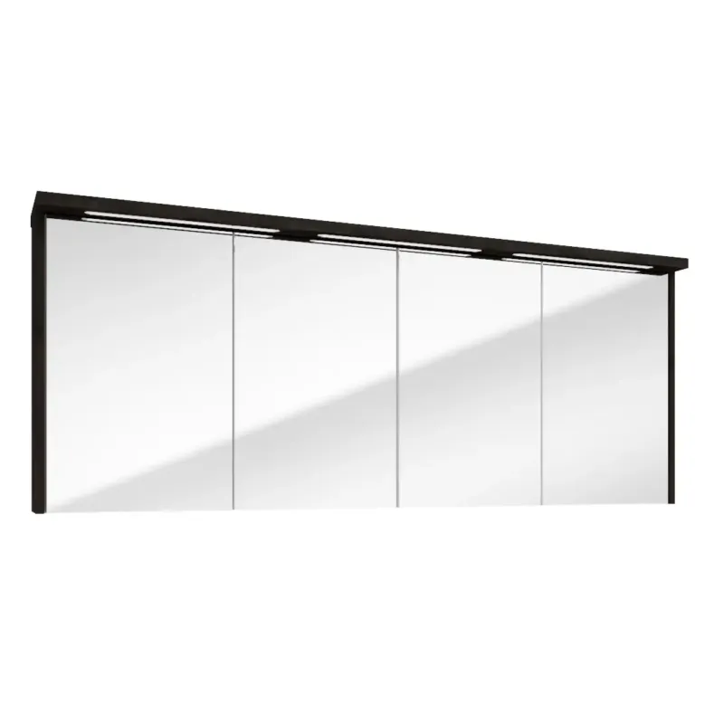 Seizoensaanbieding Fontana Grado spiegelkast met verlichting 157cm 4 deuren kasteel bruin