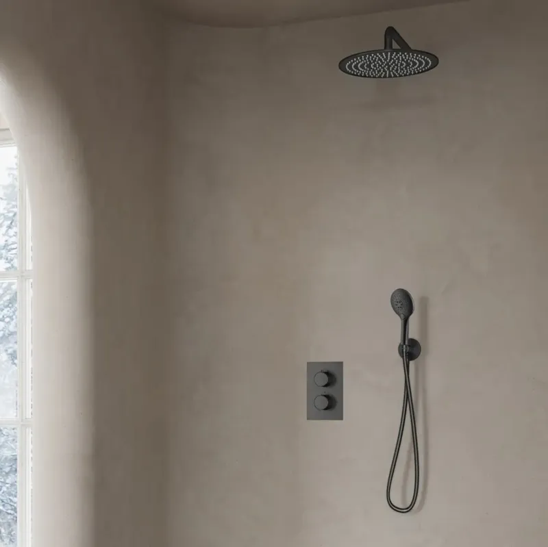 Op = Op Saniclear Iron inbouw regendouche met 20cm hoofddouche, wandarm en 2 standen handdouche verouderd ijzer - gunmetal