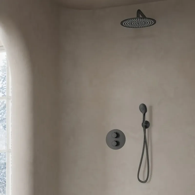 Nieuw Saniclear Iron inbouw regendouche rond met 20cm hoofddouche, wandarm en 2 standen handdouche verouderd ijzer - gunmetal