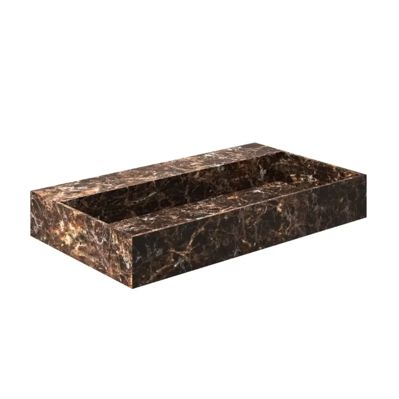 Saniclear Dark Emperador marmeren wastafel 80x46cm zonder kraangat Rechtstreeks Van De Fabrikant