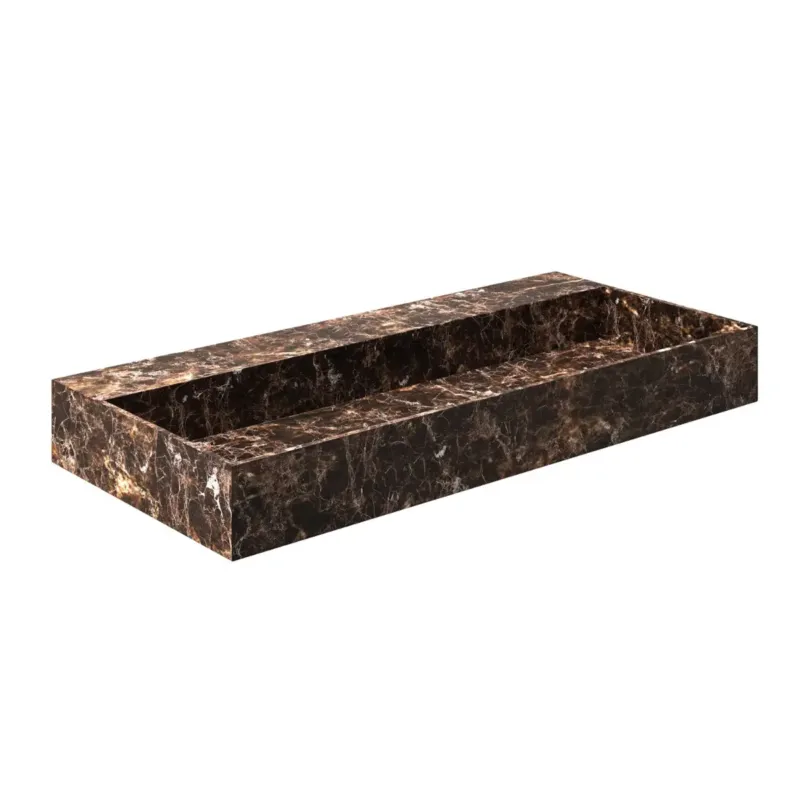 Voordeelprijs Saniclear Dark Emperador marmeren wastafel 100x46cm zonder kraangat