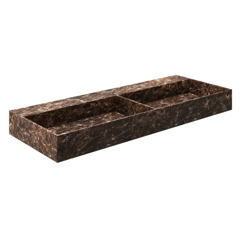 Saniclear Dark Emperador marmeren wastafel 120x46cm zonder kraangaten Actieprijs