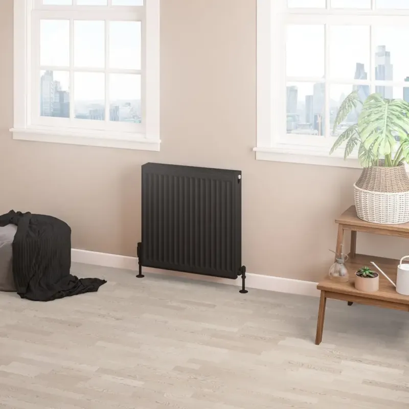 Korting Eastbrook Type 22 paneelradiator 60x60cm 1245W zwart mat