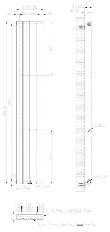 Favoriet Eastbrook Warrington paneelradiator type 10 30x180cm 705W wit glans