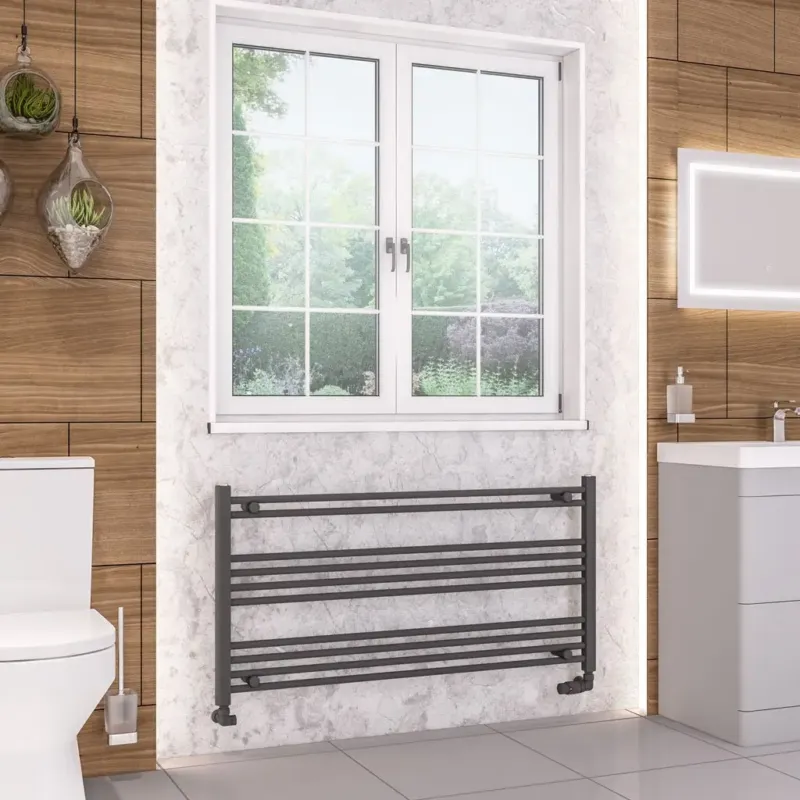 Seizoensaanbieding Eastbrook Wendover handdoekradiator 120x60cm 600W antraciet mat