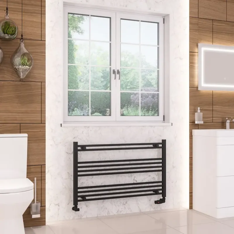 Hete Deal Eastbrook Wendover handdoekradiator 100x60cm 510W zwart mat