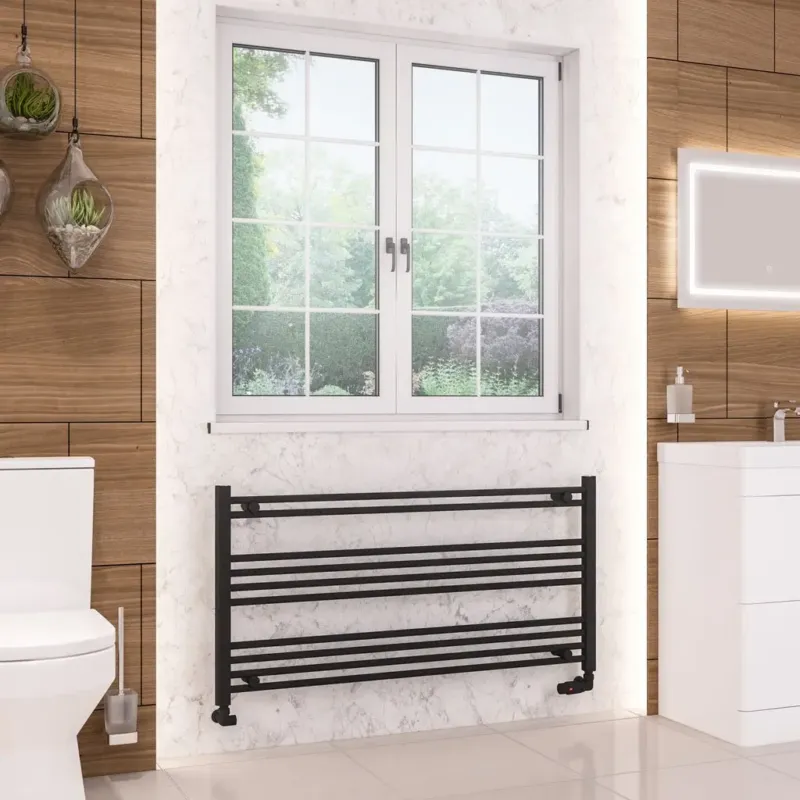 Rechtstreeks Van De Fabrikant Eastbrook Wendover handdoekradiator 120x60cm 600W zwart mat