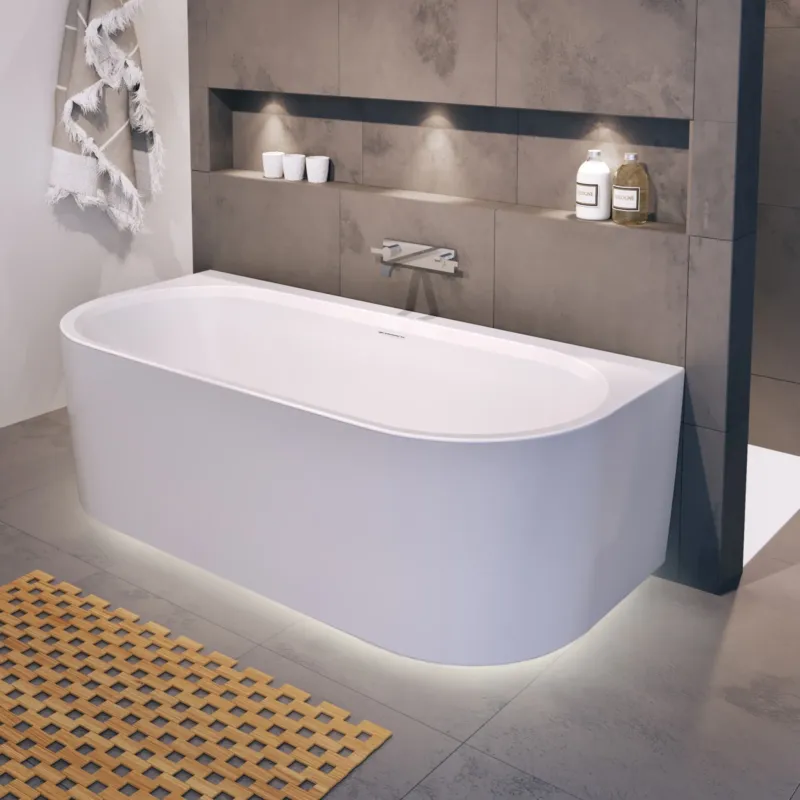 Riho Desire half vrijstaand bad midden 180x84cm wit glans met LED strip Merkproduct