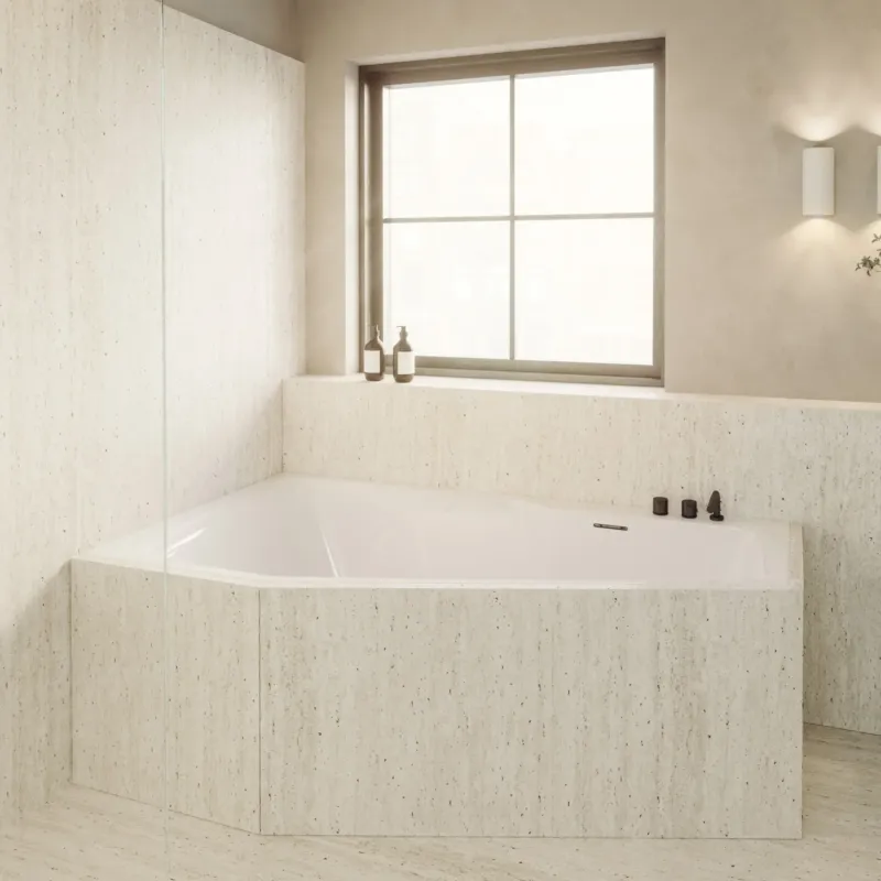 Riho Rethink Space inbouw ligbad 180x110cm links wit glans met Fall overloop Betaalbaar