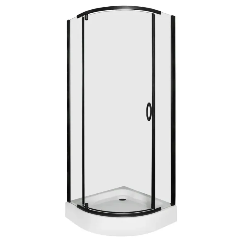 Kerra Splash douchecabine 89x89cm kwartrond inclusief douchebak zwart mat Rechtstreeks Van De Fabrikant