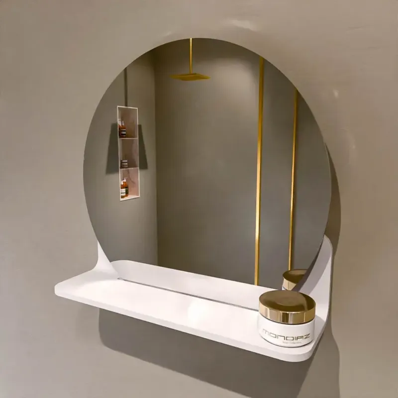 Voordeelprijs Mondiaz Spot spiegel rond Ø40cm met planchet talc