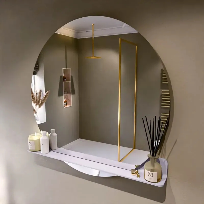 Voordeelprijs Mondiaz Spot spiegel rond Ø110cm met planchet cale