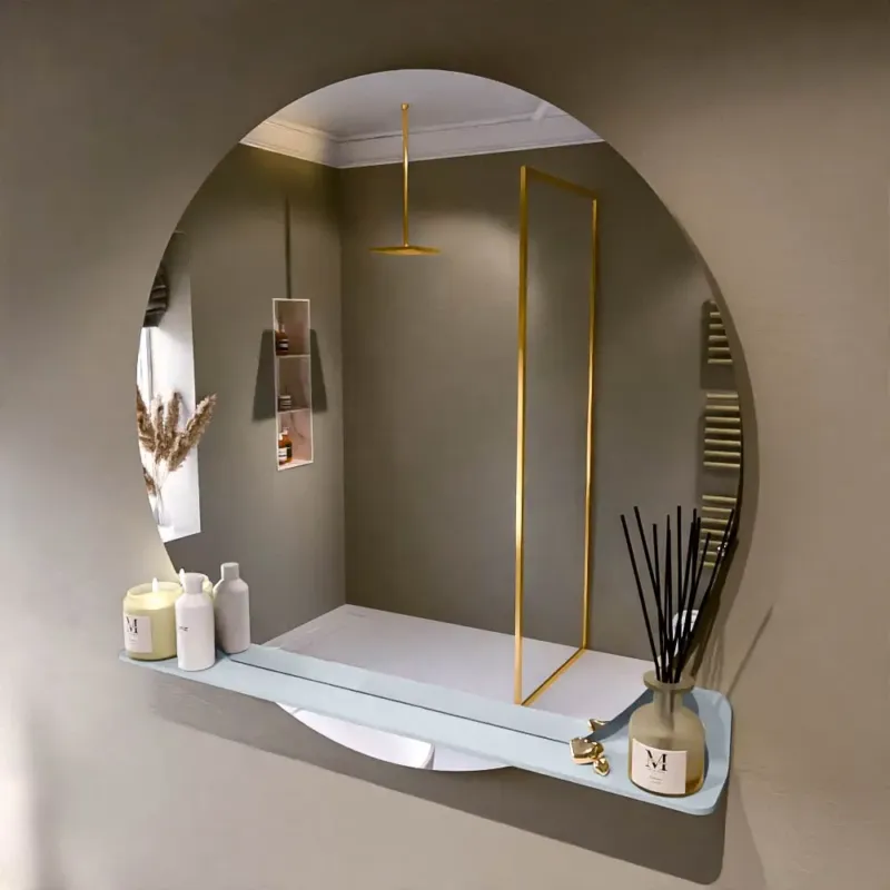 Populair Mondiaz Spot spiegel rond Ø110cm met planchet clay