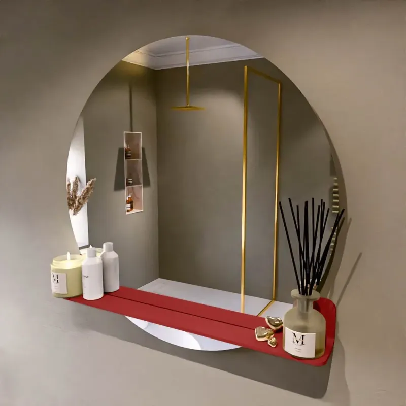 Beperkte Voorraad Mondiaz Spot spiegel rond Ø90cm met planchet fire