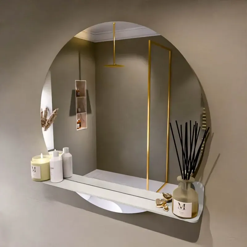 Shop Nu Mondiaz Spot spiegel rond Ø90cm met planchet linen