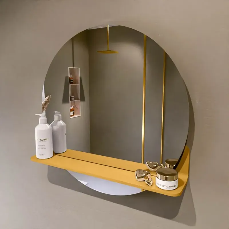 Mondiaz Spot spiegel rond Ø60cm met planchet ocher Gecertificeerd