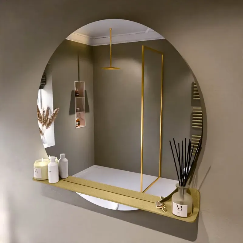 Aanbieding Mondiaz Spot spiegel rond Ø110cm met planchet oro