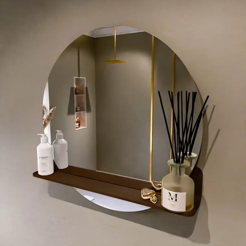 Must-Have Mondiaz Spot spiegel rond Ø70cm met planchet rust