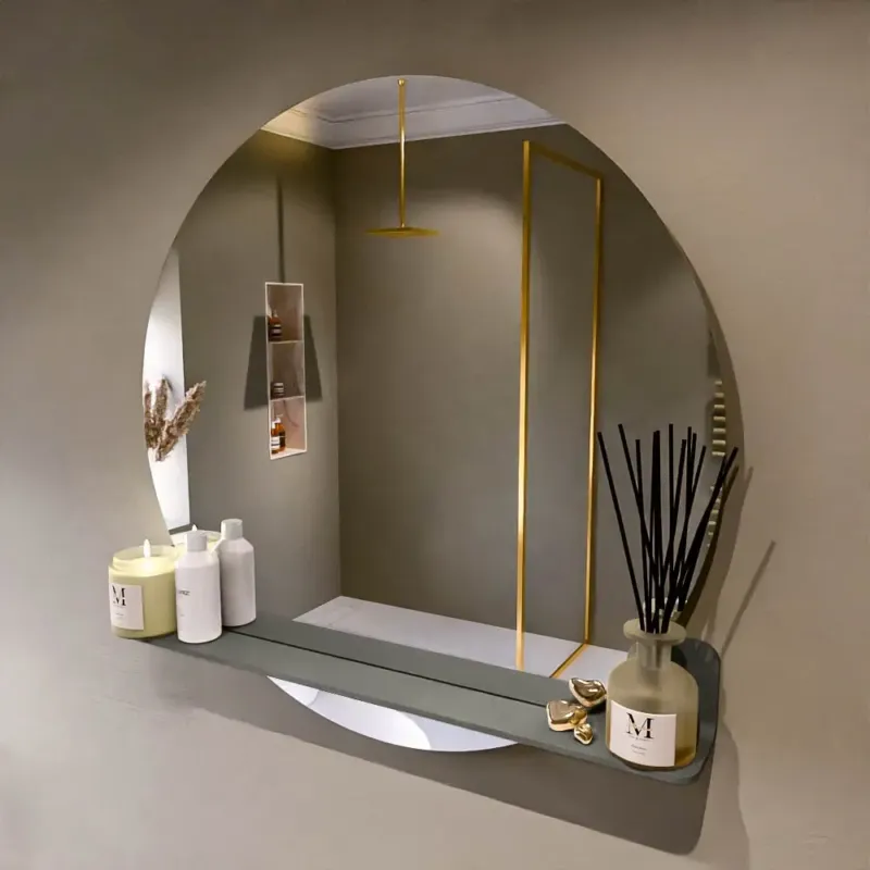 Must-Have Mondiaz Spot spiegel rond Ø90cm met planchet smoke