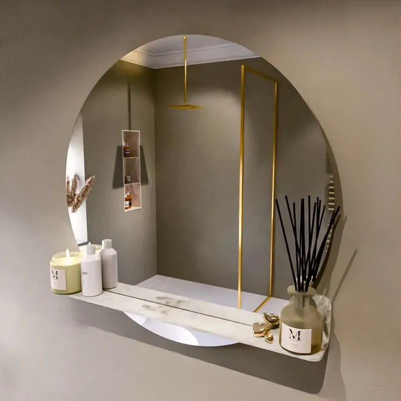 Op = Op Mondiaz Spot spiegel rond Ø90cm met planchet frappe