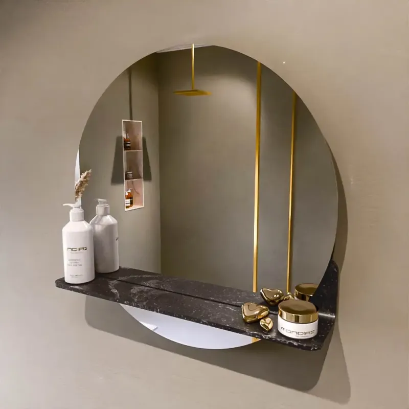 Shop Nu Mondiaz Spot spiegel rond Ø60cm met planchet lava