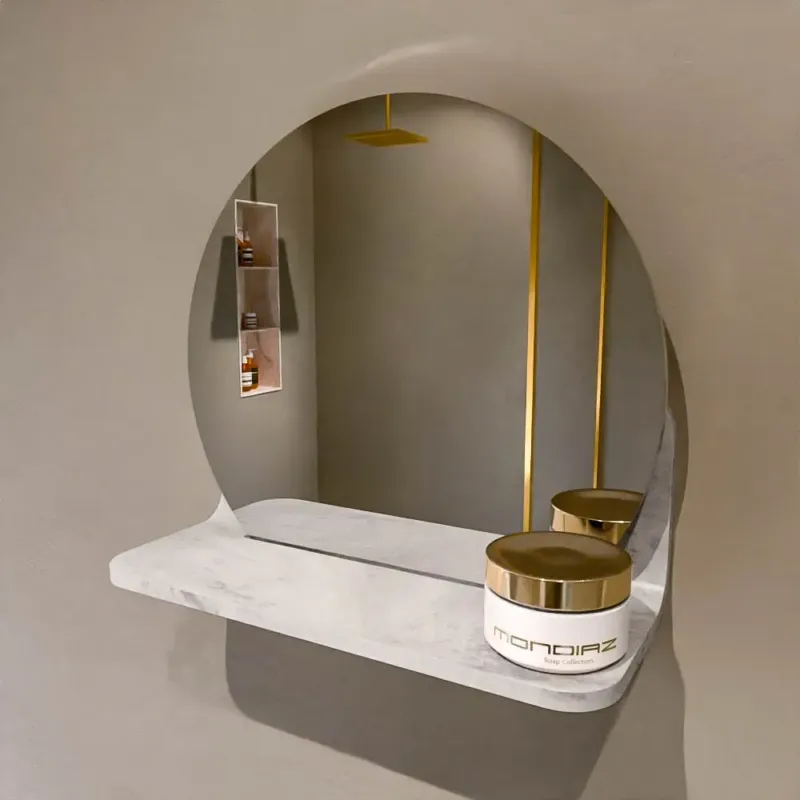 Aanbieding Mondiaz Spot spiegel rond Ø30cm met planchet ostra
