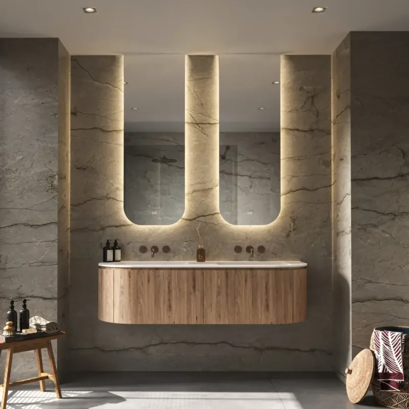 Betaalbaar Hipp Design SLP2 boogspiegel 50x140cm met LED verlichting en spiegelverwarming