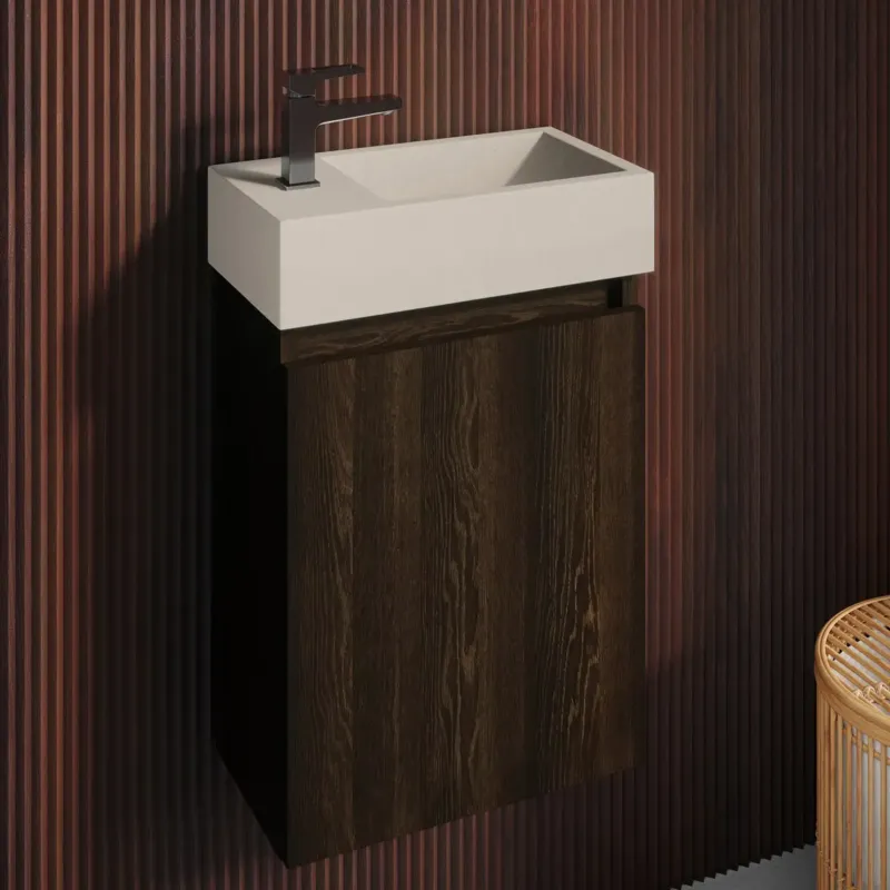 Populair Fontana Crest toiletmeubel kasteel bruin 40x22cm met beige fontein links